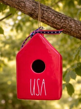 Rae Dunn USA red birdhouse NEW